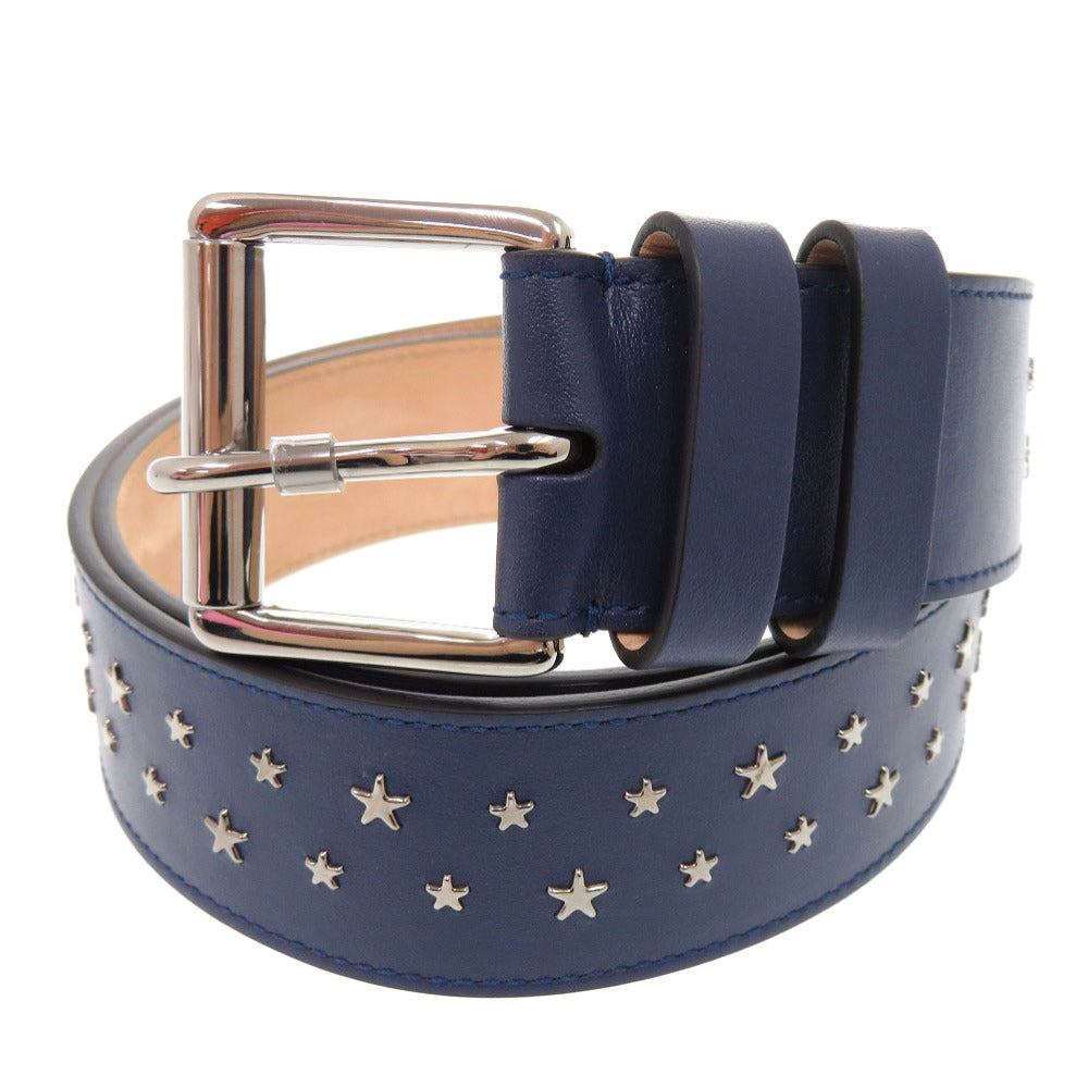 新品同様 ジミーチュウ スタースタッズ レザー スタッズ ネイビー ベルト 0458【中古】JIMMY CHOO メンズ