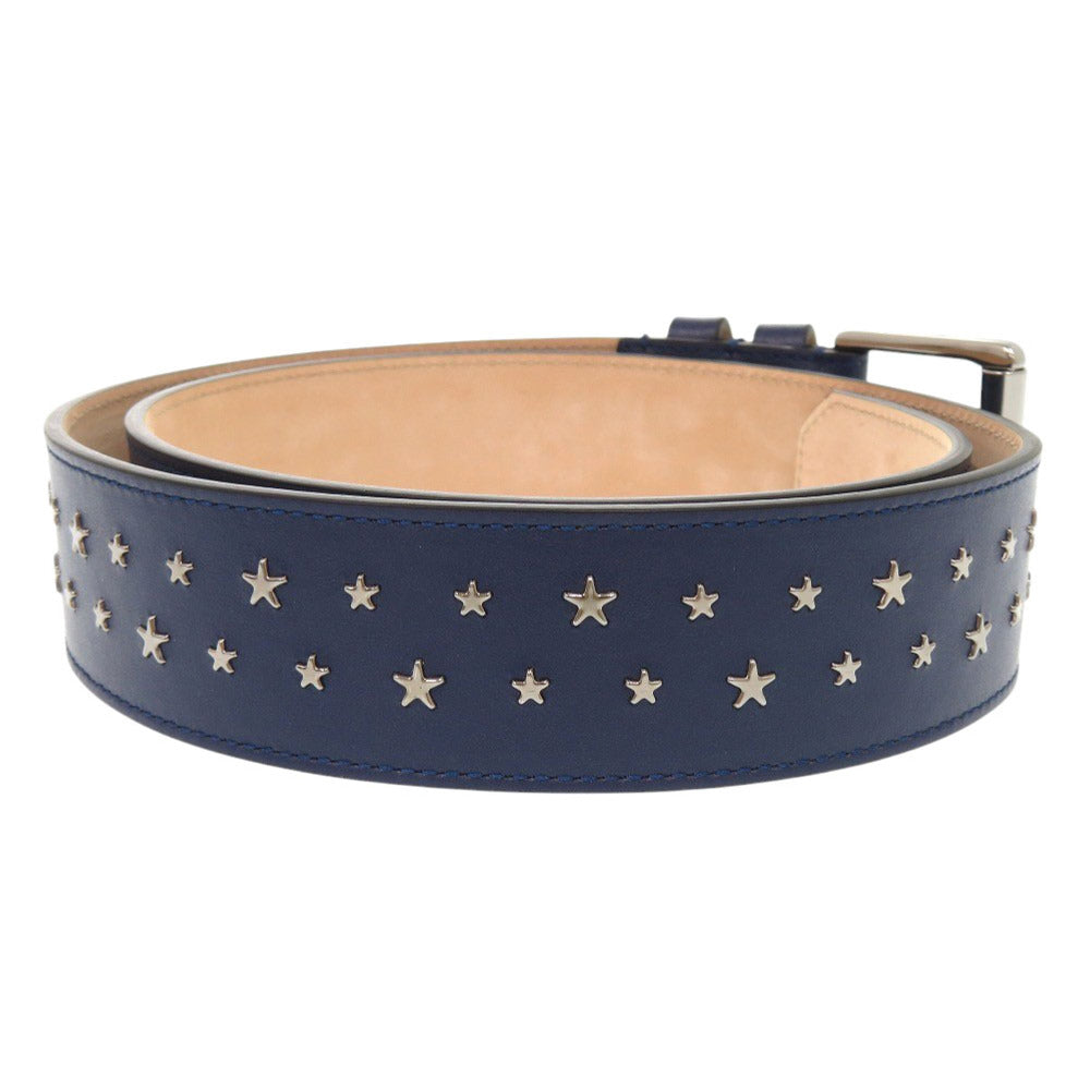 新品同様 ジミーチュウ スタースタッズ レザー スタッズ ネイビー ベルト 0458【中古】JIMMY CHOO メンズ