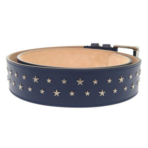 新品同様 ジミーチュウ スタースタッズ レザー スタッズ ネイビー ベルト 0458【中古】JIMMY CHOO メンズ