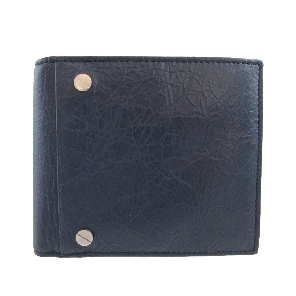 未使用 バレンシアガ 542001 スクエア コインウォレット メンズ レザー ネイビー 紺 2つ折り財布 財布 0460【中古】BALENCIAGA