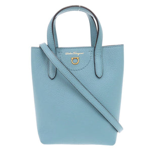 美品 サルヴァトーレフェラガモ ガンチーニ GU-220024 レザー ブルー 2WAY ハンドバッグ ショルダーバッグ 0494【中古】Salvatore Ferragamo