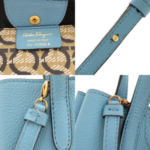 美品 サルヴァトーレフェラガモ ガンチーニ GU-220024 レザー ブルー 2WAY ハンドバッグ ショルダーバッグ 0494【中古】Salvatore Ferragamo