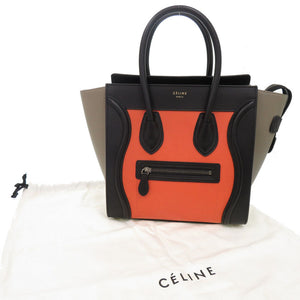 美品 セリーヌ ラゲージ マイクロショッパー レザー マルチカラー ハンドバッグ 0497【中古】CELINE