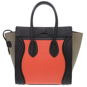 美品 セリーヌ ラゲージ マイクロショッパー レザー マルチカラー ハンドバッグ 0497【中古】CELINE