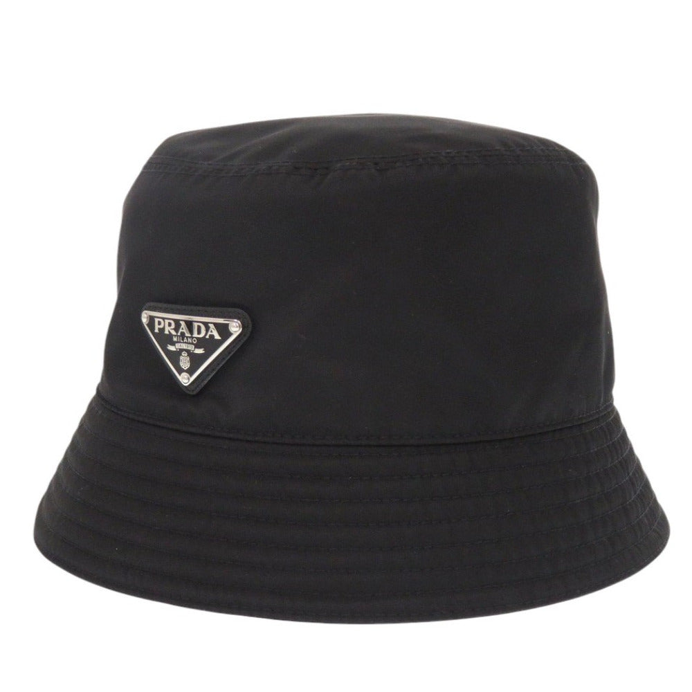 未使用 プラダ Re-Nylon バケットハット Sサイズ トライアングルロゴ 1HC137 ナイロン ブラック 帽子 黒 0499【中古】PRADA