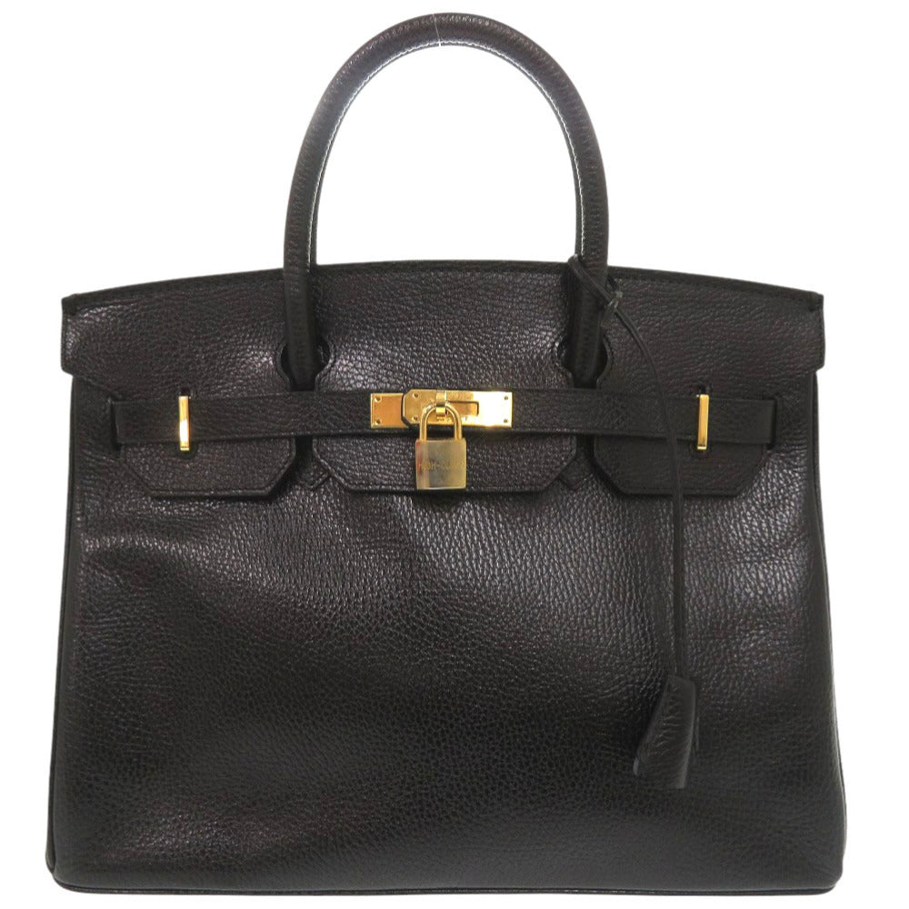 美品 ハイクラス レザーハンドバッグ 35 レザー ゴールド金具 ブラック ハンドバッグ 黒 0527【中古】HIGH　CLASS