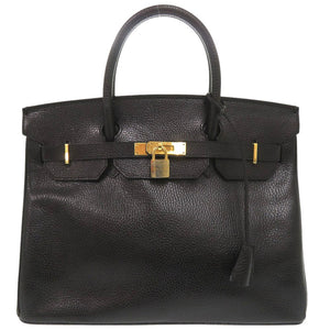 美品 ハイクラス レザーハンドバッグ 35 レザー ゴールド金具 ブラック ハンドバッグ 黒 0527【中古】HIGH　CLASS