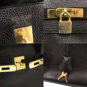 美品 ハイクラス レザーハンドバッグ 35 レザー ゴールド金具 ブラック ハンドバッグ 黒 0527【中古】HIGH　CLASS