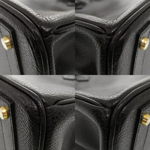 美品 ハイクラス レザーハンドバッグ 35 レザー ゴールド金具 ブラック ハンドバッグ 黒 0527【中古】HIGH　CLASS