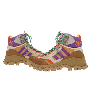 未使用 グッチ アディダスコラボ ハイカット トレッキングシューズ 25cm 721394 レザー/ファブリック ブラウン スニーカー 0535【中古】GUCCI