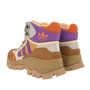 未使用 グッチ アディダスコラボ ハイカット トレッキングシューズ 25cm 721394 レザー/ファブリック ブラウン スニーカー 0535【中古】GUCCI