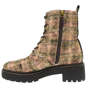 未使用品 トリーバーチ MILLER LUG SOLE BOOTIE コンバットブーツ ツイード ダークブラウン 0540【中古】Tory Burch