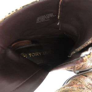 未使用品 トリーバーチ MILLER LUG SOLE BOOTIE コンバットブーツ ツイード ダークブラウン 0540【中古】Tory Burch