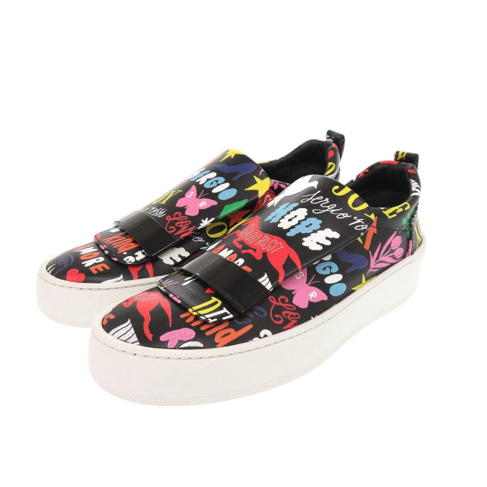 未使用 セルジオロッシ SHOGO SEKINE ショウゴセキネ コラボ A79290 スリッポン レザー ブラック スニーカー 黒 0542【中古】Sergio Rossi