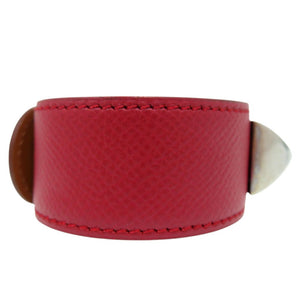 美品 エルメス メドール バングル レザー メタル レッド D刻印 0564【中古】HERMES