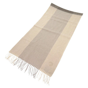 新品同様 エルメス ボーダー カシミヤ ベージュ マフラー 0565【中古】HERMES