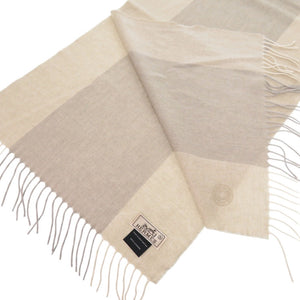 新品同様 エルメス ボーダー カシミヤ ベージュ マフラー 0565【中古】HERMES