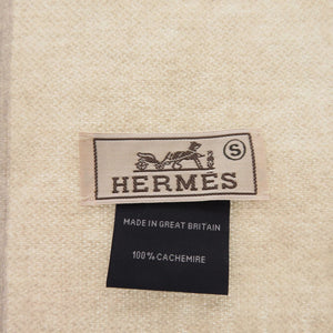 新品同様 エルメス ボーダー カシミヤ ベージュ マフラー 0565【中古】HERMES