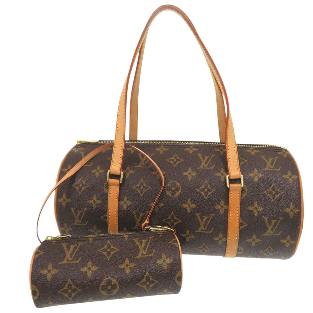 美品 ルイ ヴィトン パピヨン30 ポーチ付 ヌメ革 モノグラム M51385 ブラウン ハンドバッグ LV 0575【中古】LOUIS VUITTON