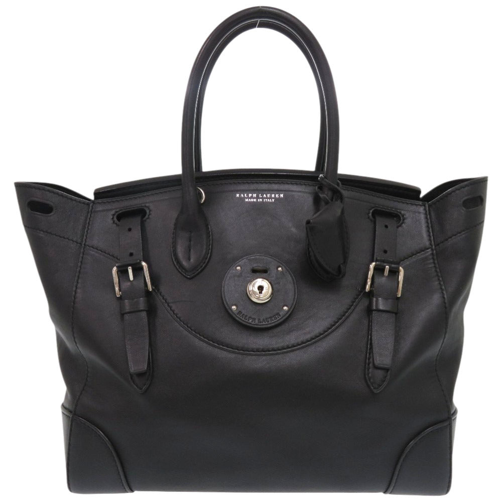 美品 ラルフローレン リッキー レザー ブラック ハンドバッグ 黒 0582【中古】RALPH LAUREN
