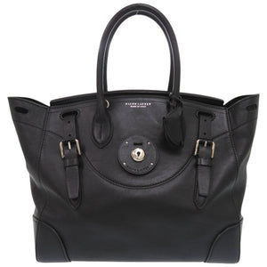 美品 ラルフローレン リッキー レザー ブラック ハンドバッグ 黒 0582【中古】RALPH LAUREN