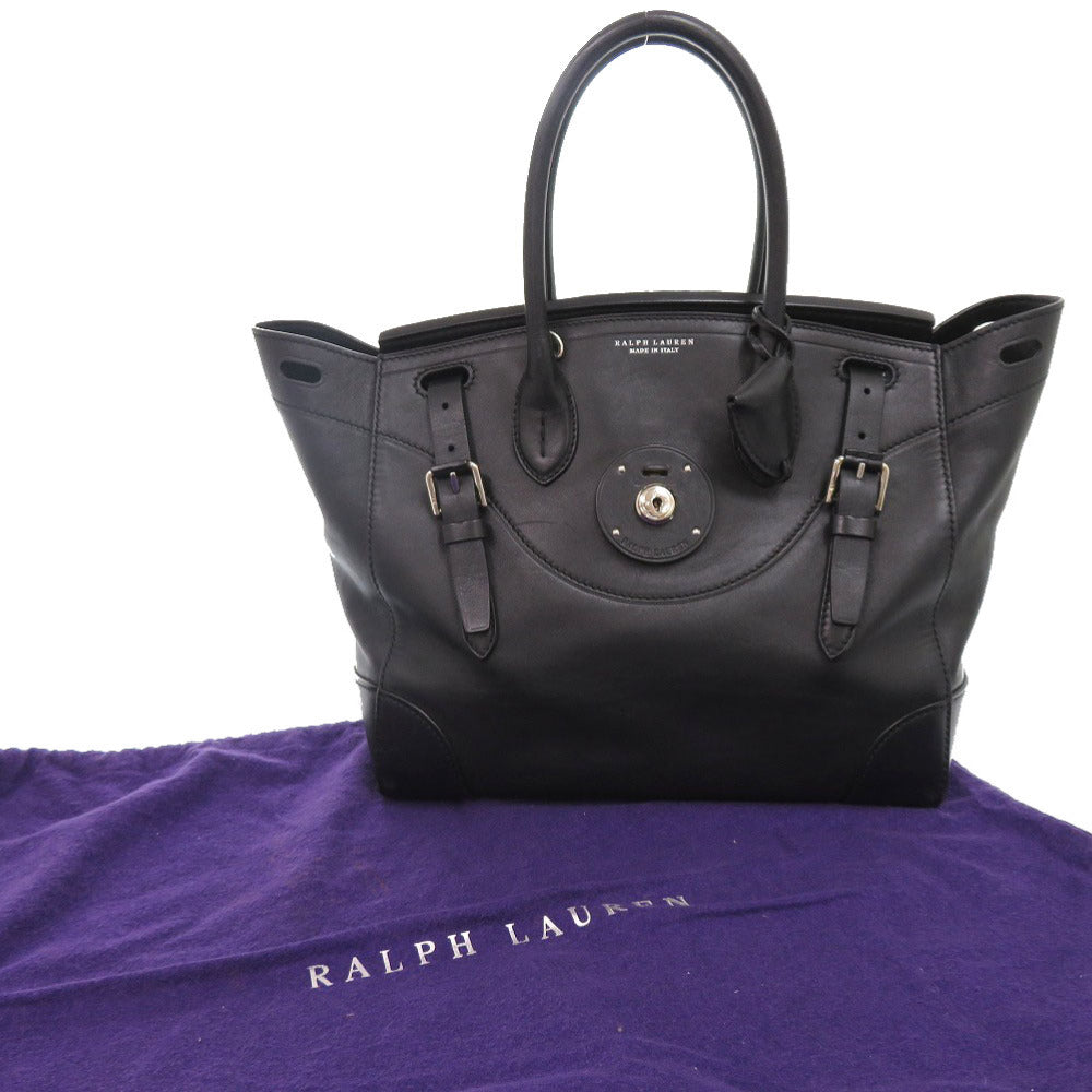 美品 ラルフローレン リッキー レザー ブラック ハンドバッグ 黒 0582【中古】RALPH LAUREN