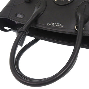 美品 ラルフローレン リッキー レザー ブラック ハンドバッグ 黒 0582【中古】RALPH LAUREN