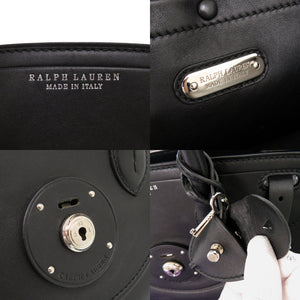 美品 ラルフローレン リッキー レザー ブラック ハンドバッグ 黒 0582【中古】RALPH LAUREN