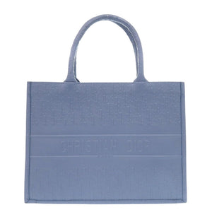 美品 クリスチャンディオール ブックトート ミディアム カーフレザー ブルー トートバッグ 青 0592【中古】Christian Dior