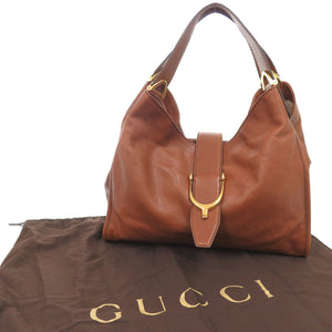美品 グッチ ソフト スティラップ 296856 レザー ブラウン ハンドバッグ ショルダーバッグ 茶 0597【中古】GUCCI