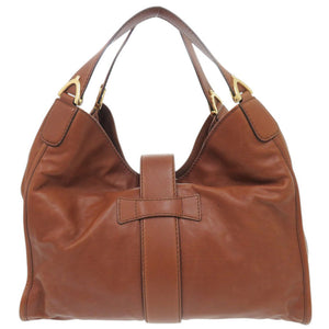 美品 グッチ ソフト スティラップ 296856 レザー ブラウン ハンドバッグ ショルダーバッグ 茶 0597【中古】GUCCI
