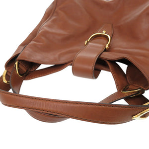 美品 グッチ ソフト スティラップ 296856 レザー ブラウン ハンドバッグ ショルダーバッグ 茶 0597【中古】GUCCI