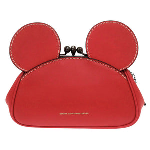 新品同様 コーチ × ディズニー ミッキーマウス キスロック リストレット レザー レッド クラッチバッグ がま口 ポーチ 赤 0606【中古】COACH