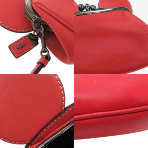 新品同様 コーチ × ディズニー ミッキーマウス キスロック リストレット レザー レッド クラッチバッグ がま口 ポーチ 赤 0606【中古】COACH