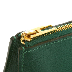美品 エルメス ジップアンゴー エバーカラー ヴェールヴェルティゴ ゴールド金具 Y刻印(2020年製) ポーチ 緑 0609【中古】HERMES