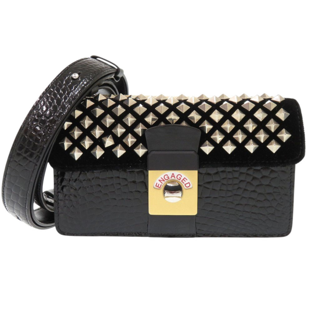 新品同様 メゾン マルジェラ New Lock HORIZONTAL SB1WD0005 型押しレザー ブラック ベージュ ショルダーバッグ 0630【中古】Maison Margiela