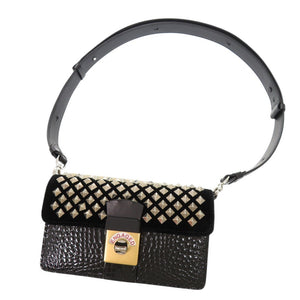 新品同様 メゾン マルジェラ New Lock HORIZONTAL SB1WD0005 型押しレザー ブラック ベージュ ショルダーバッグ 0630【中古】Maison Margiela