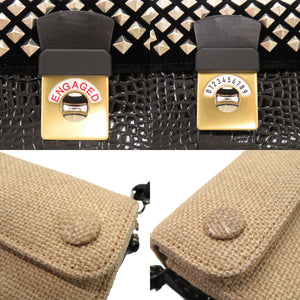 新品同様 メゾン マルジェラ New Lock HORIZONTAL SB1WD0005 型押しレザー ブラック ベージュ ショルダーバッグ 0630【中古】Maison Margiela