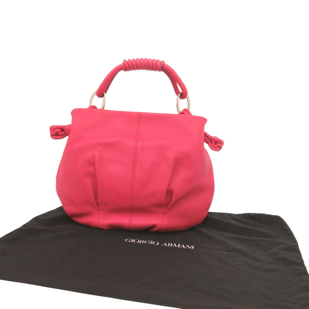 新品同様 ジョルジオアルマーニ ワンショルダーバッグ YGWE98 レザー ピンク ハンドバッグ 0635【中古】GIORGIO ARMANI