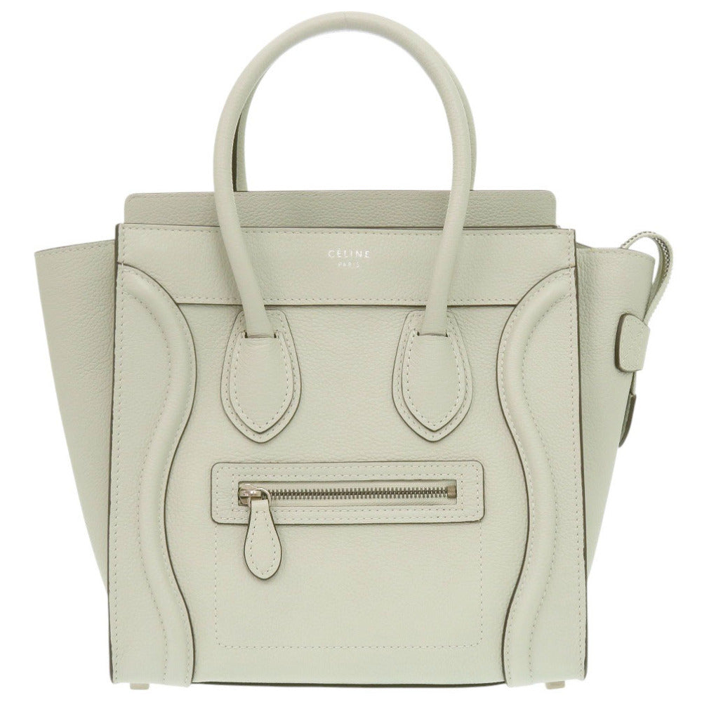 新品同様 セリーヌ ラゲージ マイクロショッパー レザー ライトグリーン ハンドバッグ 薄緑 0647【中古】CELINE