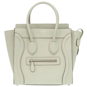 新品同様 セリーヌ ラゲージ マイクロショッパー レザー ライトグリーン ハンドバッグ 薄緑 0647【中古】CELINE