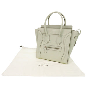 新品同様 セリーヌ ラゲージ マイクロショッパー レザー ライトグリーン ハンドバッグ 薄緑 0647【中古】CELINE