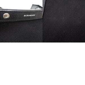 美品 バーバリー ショルダーバッグ レザー キャンバス ブラック 0652【中古】BURBERRY