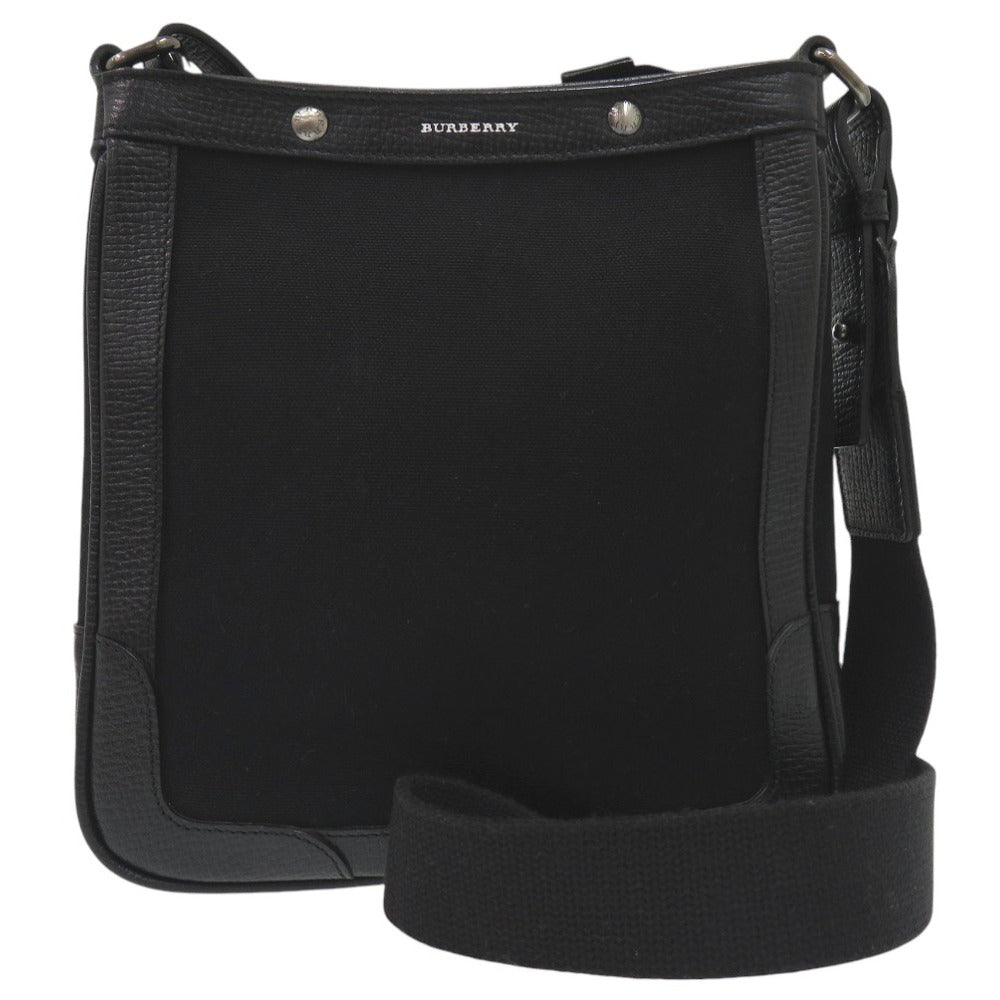 美品 バーバリー ショルダーバッグ レザー キャンバス ブラック 0652【中古】BURBERRY