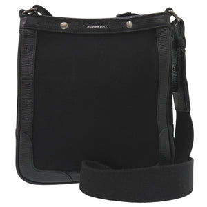 美品 バーバリー ショルダーバッグ レザー キャンバス ブラック 0652【中古】BURBERRY