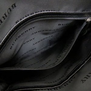 美品 バーバリー ショルダーバッグ レザー キャンバス ブラック 0652【中古】BURBERRY