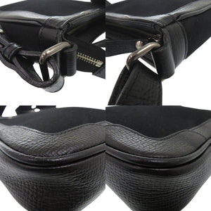 美品 バーバリー ショルダーバッグ レザー キャンバス ブラック 0652【中古】BURBERRY