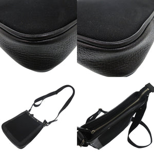 美品 バーバリー ショルダーバッグ レザー キャンバス ブラック 0652【中古】BURBERRY