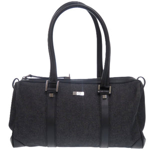 美品 グッチ デニム レザー ブラック シルバー金具 30458 ミニ ボストンバッグ ハンドバッグ 黒 0670【中古】GUCCI