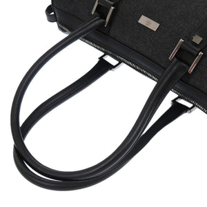 美品 グッチ デニム レザー ブラック シルバー金具 30458 ミニ ボストンバッグ ハンドバッグ 黒 0670【中古】GUCCI